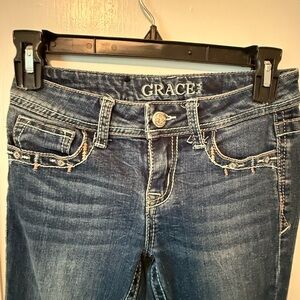 Grace Girl Dark Blue Denim Western LA bootcut Jeans